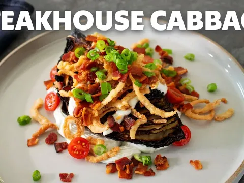 Charred Cabbage Wedge with Whipped Blue Cheese and Bacon