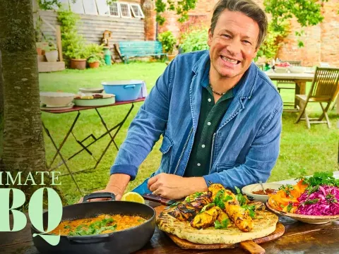 Spiced Chicken Kebabs with Butter Sauce on the BBQ