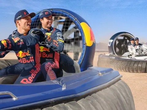 F1 Drivers Race Hovercrafts in the Nevada Desert