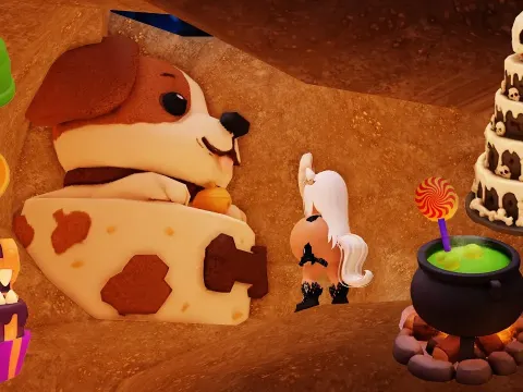 CookieSwirlC Explores Cake Mountain for Every Giant Halloween Treat