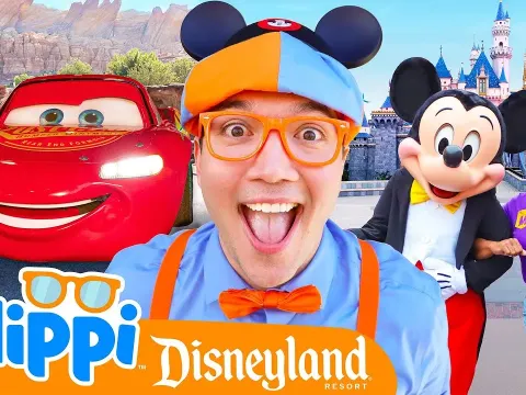 Blippi Explores Disneyland Vehicles and Rides in a Fun Adventure