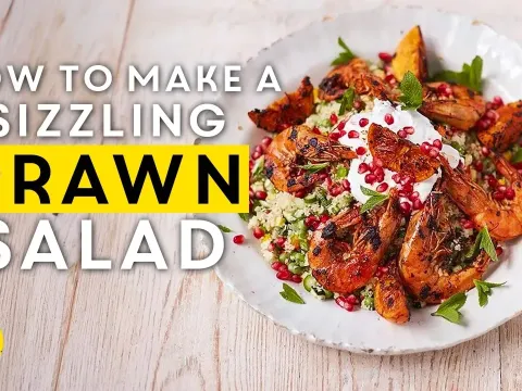 Spicy Saffron Prawns with Rainbow Couscous Salad Recipe