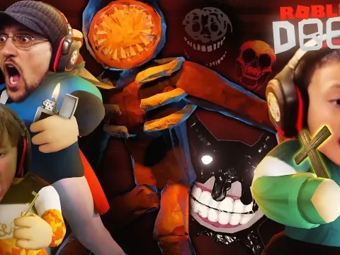 Roblox Doors Gameplay Highlights Featuring FGTeeV Crew Exploring Hotel Floor 1