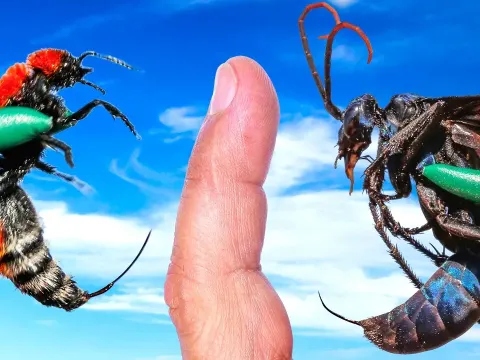 Coyote Peterson Takes On Double Sting Challenge With Cow Killer and Tarantula Hawk