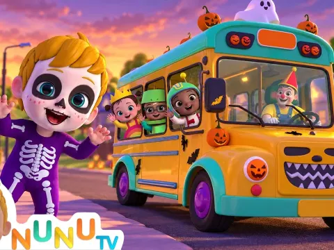 Halloween Bus Adventure With Costumed Characters and Spooky Nursery Rhymes for Kids