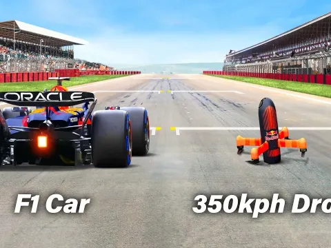 World's Fastest Camera Drone Chases an F1 Car Driven by Max Verstappen